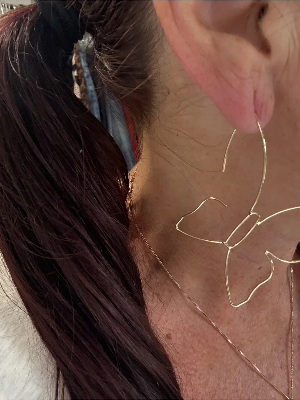 Gold Butterfly Wire Earrings